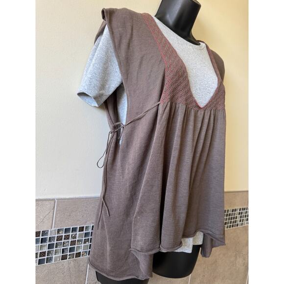 Free People Knit Moca Red Vest Pinafore Dress SZ L NWT Boho - Picture 3 of 7